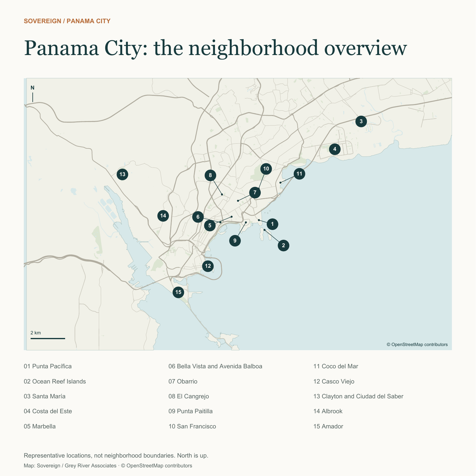 Panama City: the neighborhood overview — location map
