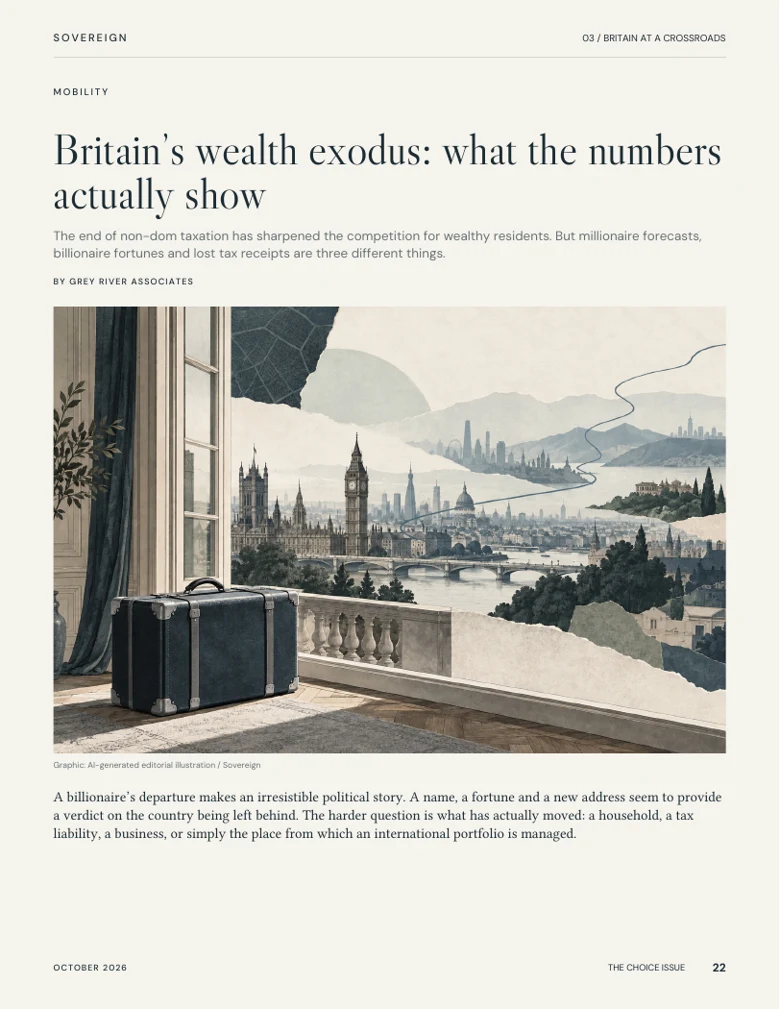 Preview of Britain’s wealth exodus feature with an editorial illustration.